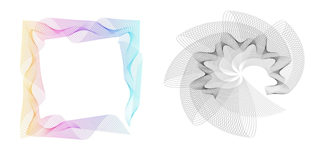 Elementos de diseño Ondas de muchas líneas púrpuras anillo de círculo rayas onduladas verticales abstractas en fondo blanco aisladas Ilustración vectorial EPS 10 Ondas coloridas con líneas creadas usando la herramienta de mezcla