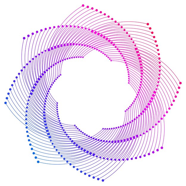 Elementos de diseño Ondas de muchas líneas púrpuras anillo de círculo rayas onduladas verticales abstractas en fondo blanco aisladas Ilustración vectorial EPS 10 Ondas coloridas con líneas creadas usando la herramienta de mezcla