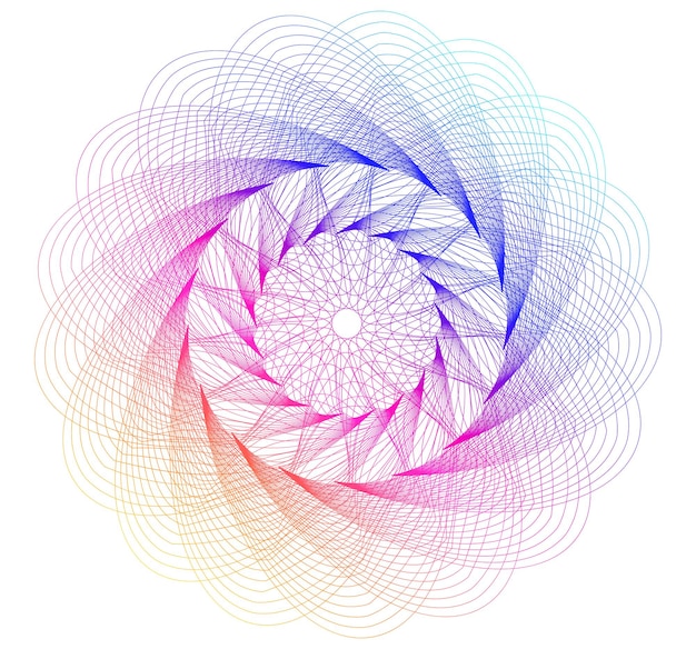 Elementos de diseño Ondas de muchas líneas púrpuras anillo de círculo rayas onduladas verticales abstractas en fondo blanco aisladas Ilustración vectorial EPS 10 Ondas coloridas con líneas creadas usando la herramienta de mezcla
