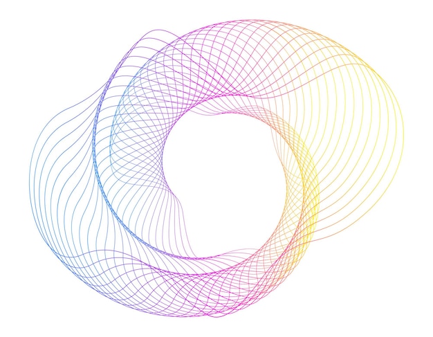 Elementos de diseño Ondas de muchas líneas púrpuras anillo de círculo rayas onduladas verticales abstractas en fondo blanco aisladas Ilustración vectorial EPS 10 Ondas coloridas con líneas creadas usando la herramienta de mezcla
