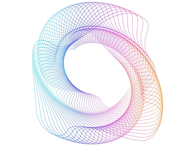 Elementos de diseño Ondas de muchas líneas púrpuras anillo de círculo rayas onduladas verticales abstractas en fondo blanco aisladas Ilustración vectorial EPS 10 Ondas coloridas con líneas creadas usando la herramienta de mezcla