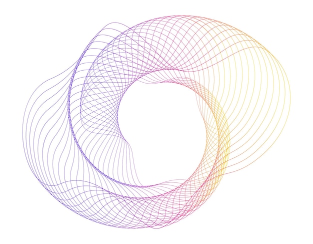 Elementos de diseño Ondas de muchas líneas púrpuras anillo de círculo rayas onduladas verticales abstractas en fondo blanco aisladas Ilustración vectorial EPS 10 Ondas coloridas con líneas creadas usando la herramienta de mezcla