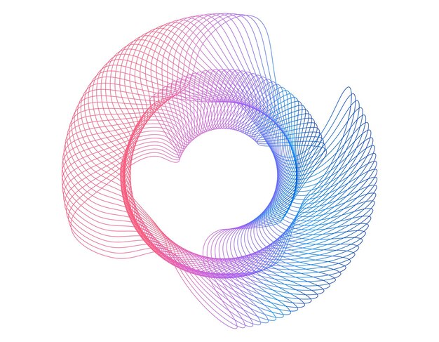 Elementos de diseño Ondas de muchas líneas púrpuras anillo de círculo rayas onduladas verticales abstractas en fondo blanco aisladas Ilustración vectorial EPS 10 Ondas coloridas con líneas creadas usando la herramienta de mezcla