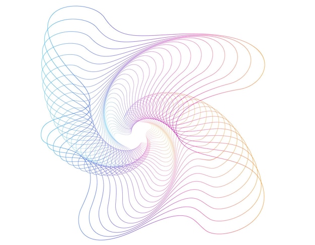 Elementos de diseño Ondas de muchas líneas púrpuras anillo de círculo rayas onduladas verticales abstractas en fondo blanco aisladas Ilustración vectorial EPS 10 Ondas coloridas con líneas creadas usando la herramienta de mezcla