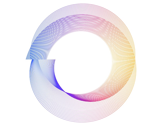 Elementos de diseño Ondas de muchas líneas púrpuras anillo de círculo rayas onduladas verticales abstractas en fondo blanco aisladas Ilustración vectorial EPS 10 Ondas coloridas con líneas creadas usando la herramienta de mezcla
