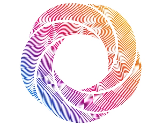 Elementos de diseño Ondas de muchas líneas púrpuras anillo de círculo rayas onduladas verticales abstractas en fondo blanco aisladas Ilustración vectorial EPS 10 Ondas coloridas con líneas creadas usando la herramienta de mezcla