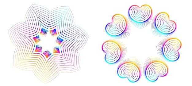 Elementos de diseño Ondas de muchas líneas púrpuras anillo de círculo rayas onduladas verticales abstractas en fondo blanco aisladas Ilustración vectorial EPS 10 Ondas coloridas con líneas creadas usando la herramienta de mezcla