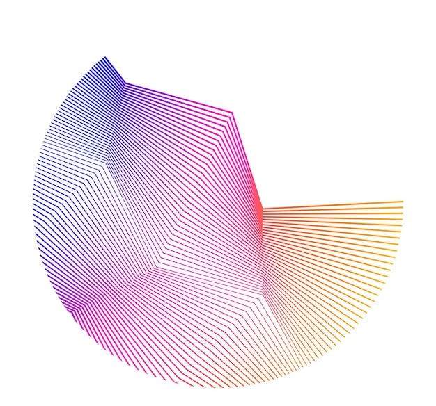 Elementos de diseño Ondas de muchas líneas púrpuras anillo de círculo rayas onduladas verticales abstractas en fondo blanco aisladas Ilustración vectorial EPS 10 Ondas coloridas con líneas creadas usando la herramienta de mezcla