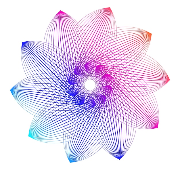 Elementos de diseño Ondas de muchas líneas púrpuras anillo de círculo rayas onduladas verticales abstractas en fondo blanco aisladas Ilustración vectorial EPS 10 Ondas coloridas con líneas creadas usando la herramienta de mezcla