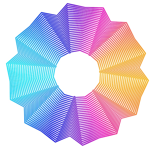Elementos de diseño Ondas de muchas líneas púrpuras anillo de círculo rayas onduladas verticales abstractas en fondo blanco aisladas Ilustración vectorial EPS 10 Ondas coloridas con líneas creadas usando la herramienta de mezcla