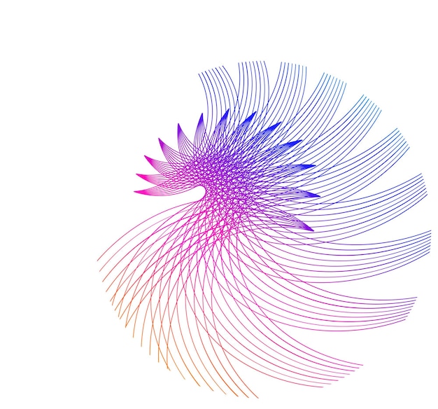 Elementos de diseño Ondas de muchas líneas púrpuras anillo de círculo rayas onduladas verticales abstractas en fondo blanco aisladas Ilustración vectorial EPS 10 Ondas coloridas con líneas creadas usando la herramienta de mezcla