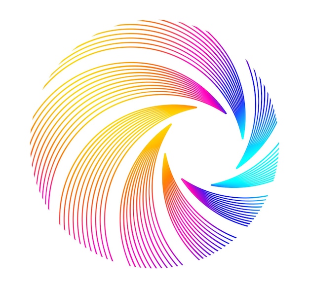 Elementos de diseño Ondas de muchas líneas púrpuras anillo de círculo rayas onduladas verticales abstractas en fondo blanco aisladas Ilustración vectorial EPS 10 Ondas coloridas con líneas creadas usando la herramienta de mezcla