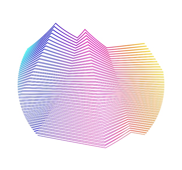 Elementos de diseño Ondas de muchas líneas púrpuras anillo de círculo rayas onduladas verticales abstractas en fondo blanco aisladas Ilustración vectorial EPS 10 Ondas coloridas con líneas creadas usando la herramienta de mezcla