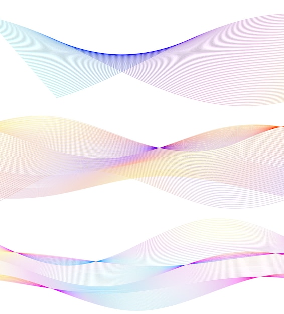 Elementos de diseño Ondas de muchas líneas púrpuras anillo de círculo rayas onduladas verticales abstractas en fondo blanco aisladas Ilustración vectorial EPS 10 Ondas coloridas con líneas creadas usando la herramienta de mezcla