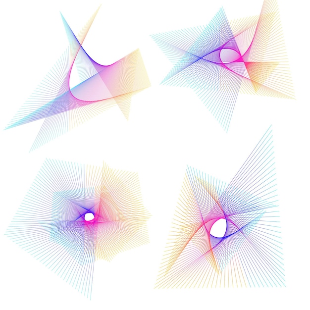 Elementos de diseño Ondas de muchas líneas púrpuras anillo de círculo rayas onduladas verticales abstractas en fondo blanco aisladas Ilustración vectorial EPS 10 Ondas coloridas con líneas creadas usando la herramienta de mezcla