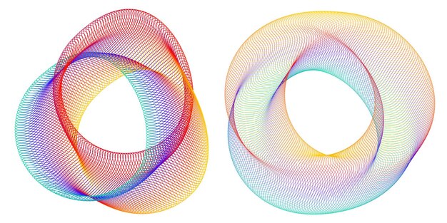 Elementos de diseño Ondas de muchas líneas púrpuras anillo de círculo rayas onduladas verticales abstractas en fondo blanco aisladas Ilustración vectorial EPS 10 Ondas coloridas con líneas creadas usando la herramienta de mezcla