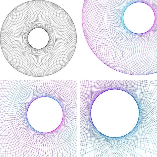 Elementos de diseño Ondas de muchas líneas púrpuras anillo de círculo rayas onduladas verticales abstractas en fondo blanco aisladas Ilustración vectorial EPS 10 Ondas coloridas con líneas creadas usando la herramienta de mezcla