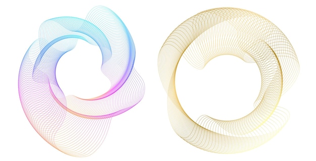 Elementos de diseño de ondas de muchas líneas púrpuras anillo de círculo rayas onduladas verticales abstractas en fondo blanco aisladas Ilustración vectorial EPS 10