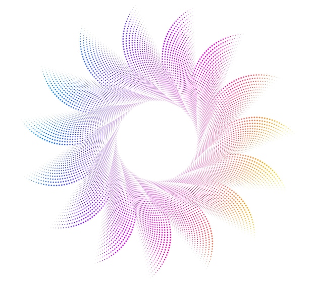 Elementos de diseño Ondas de muchos puntos púrpuras anillo de círculo rayas onduladas verticales abstractas en fondo blanco aisladas Ilustración vectorial EPS 10 Ondas coloridas con líneas creadas usando la herramienta de mezcla
