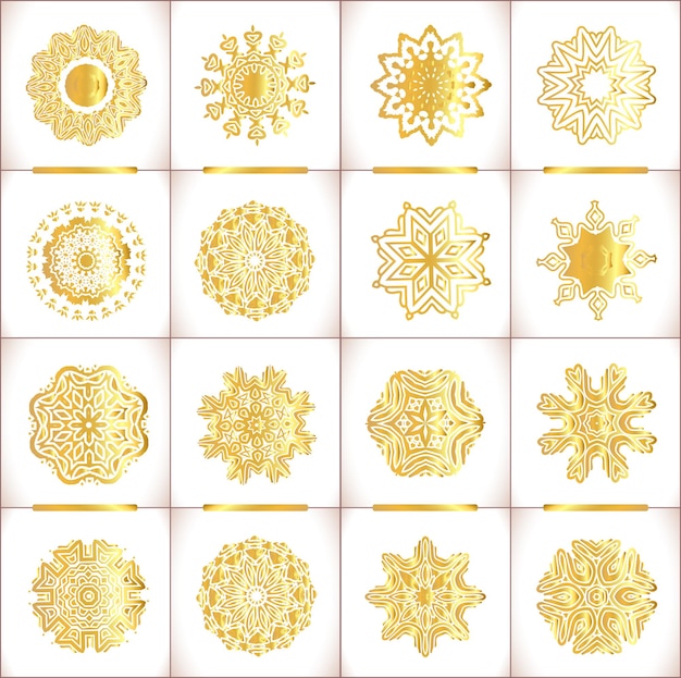 Elementos de diseño de oro vectorial Adornos circulares dorados en estilo oriental Motivos otomanos islámicos árabes indios