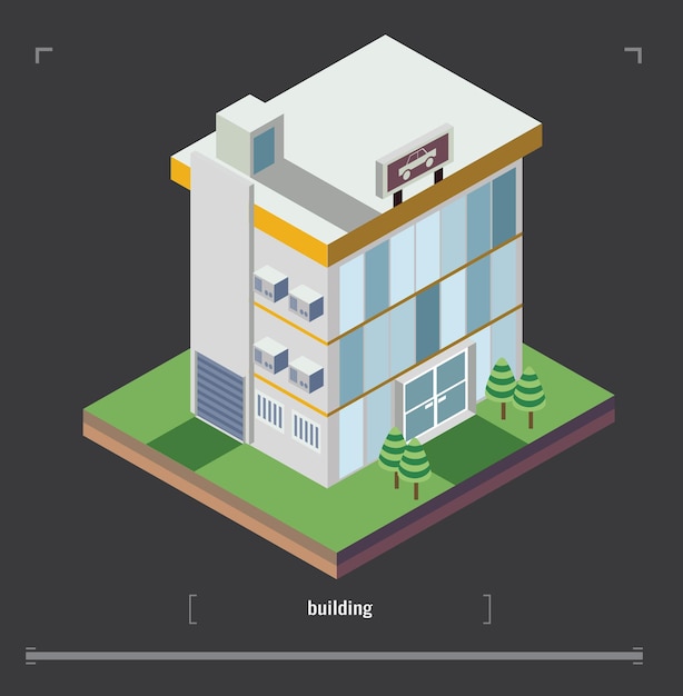 Vector elementos de diseño de paisaje urbano con generador de mapas de ciudades de construcción isométrica conjunto de iconos planos 3d