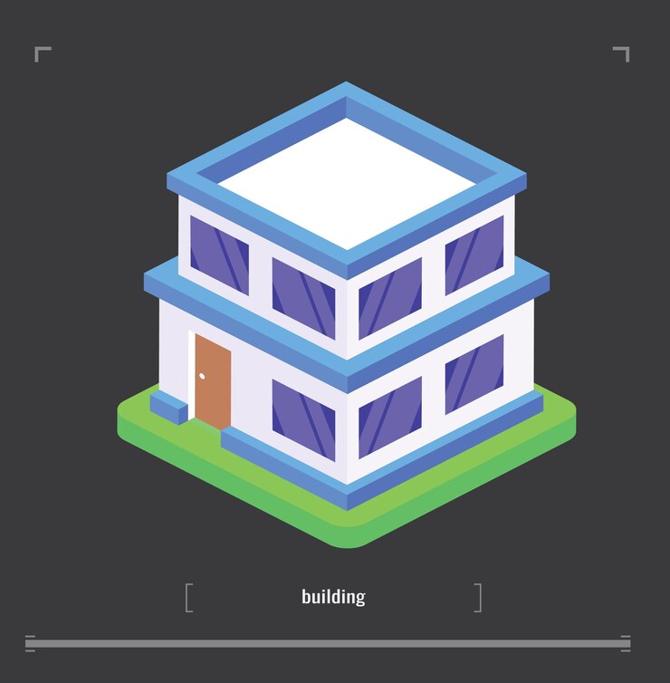 Vector elementos de diseño de paisaje urbano con generador de mapas de ciudades de construcción isométrica conjunto de iconos planos 3d