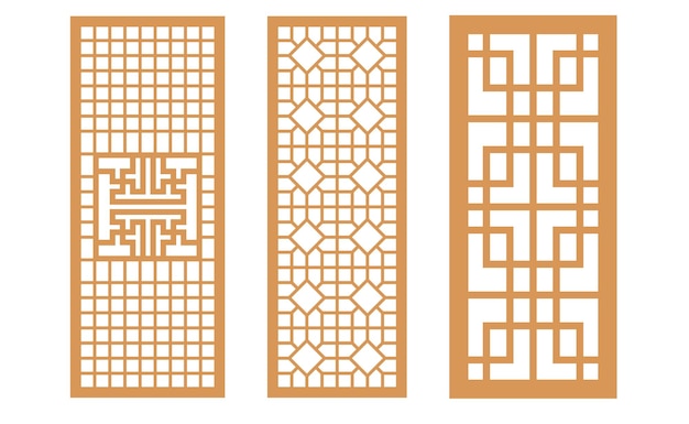 Elementos de diseño de patrón de puerta tradicional coreano