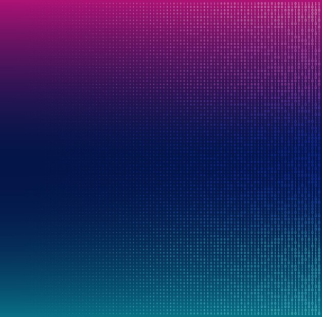 Elementos de diseño Patrón de puntos de semitono editable sobre fondo oscuro Ilustración vectorial eps 10 Fondo de papel tapiz con puntos aleatorios púrpuras azules Textura de criptografía de datos digitales para tecnología