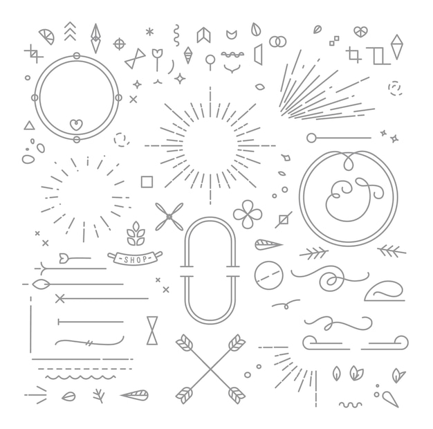 Elementos de diseño plano gris