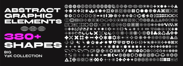 Elementos de diseño retro futurista y2k Colección de símbolos y objetos geométricos gráficos abstractos