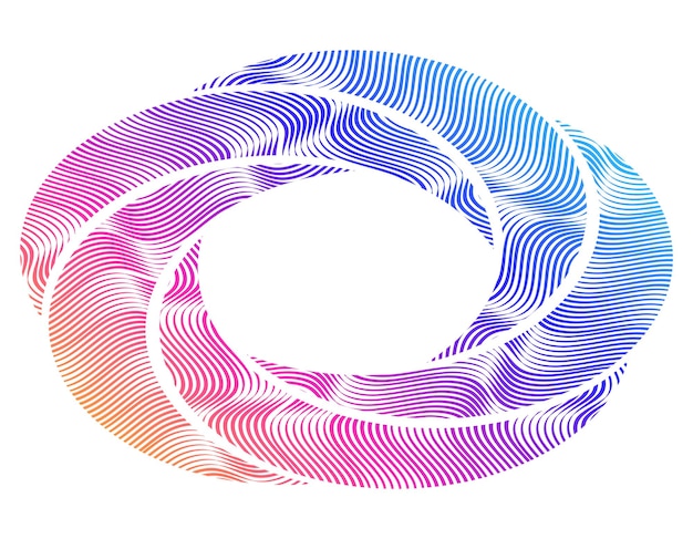 Elementos de diseño Rotación de anillo de círculo Rotas onduladas verticales abstractas en fondo blanco aisladas Ilustración vectorial EPS 10
