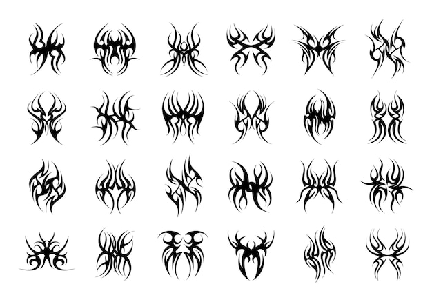 Elementos de diseño para tatuajes de estilo tribal.