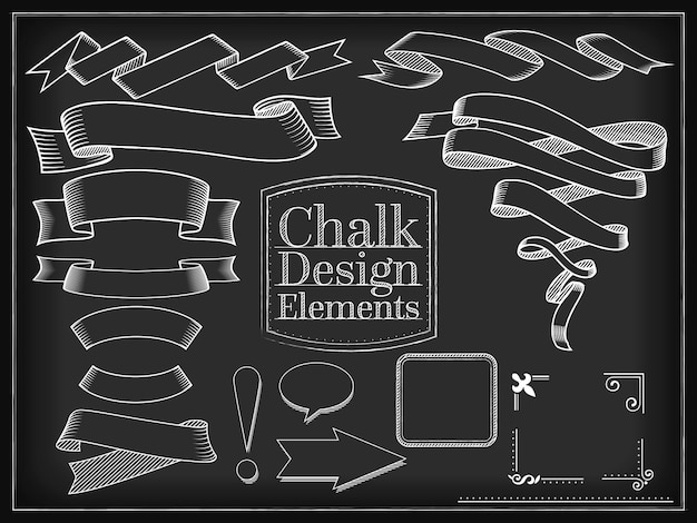 Elementos de diseño de tiza de ilustración vectorial