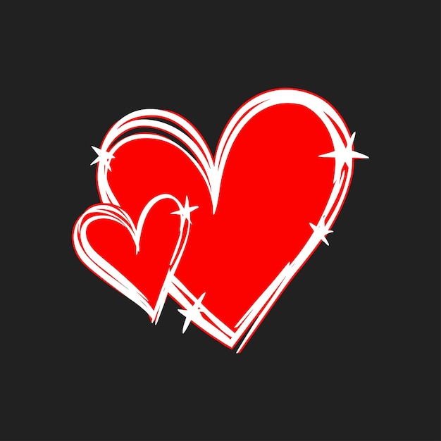 Elementos de diseño vectorial de corazón rojo dibujado a mano