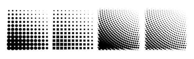 Elementos de diseño vectoriales con marcos punteados de medio tono
