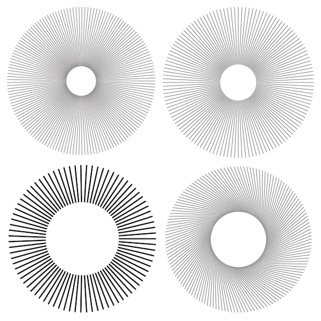 Elementos de diseño de volante de publicidad Fondo blanco con elegantes líneas de sol gráficas rayos desde el centro Ilustración vectorial EPS 10 para diseño de folleto de plantilla folleto pancartas de volante