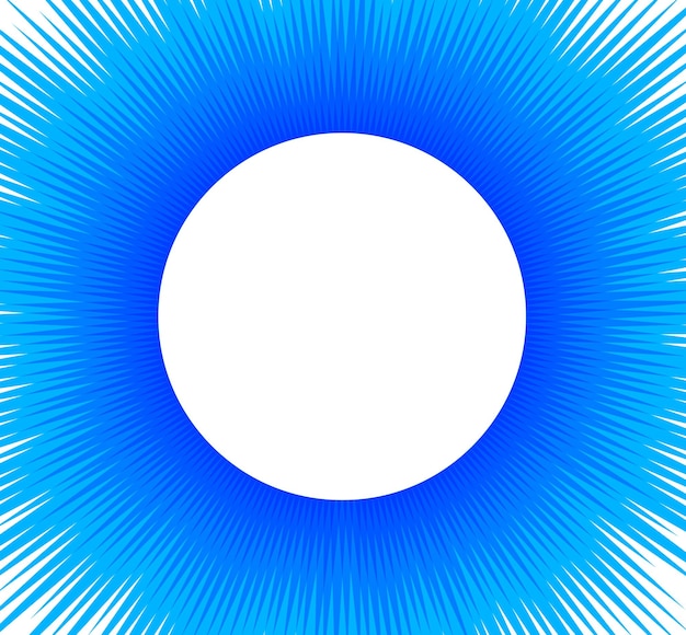 Elementos de diseño de volante publicitario Fondo azul con elegantes rayos de luz brillantes de flor de sol gráfico desde el centro