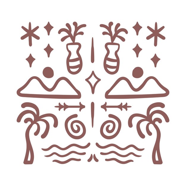 Elementos de doodle dibujados a mano por el vector Boho