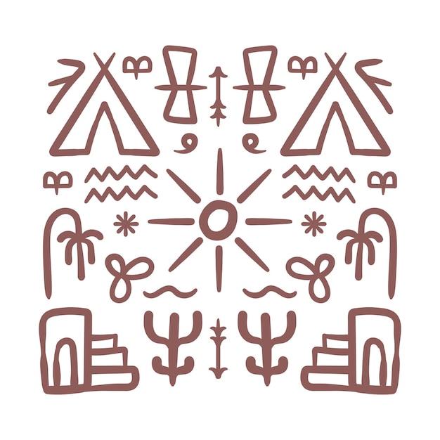 Elementos de doodle dibujados a mano por el vector Boho