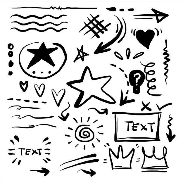 Elementos de Doodle para el diseño conceptual aislados en fondo blanco Elementos infográficos