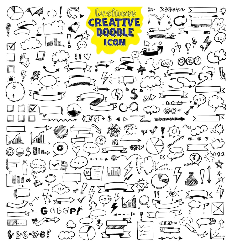Vector elementos de doodle de negocios ilustración vectorial en línea