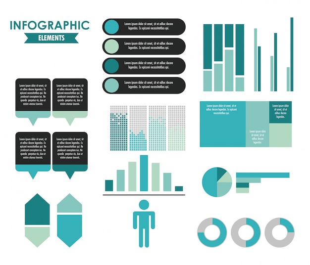 Elementos de estadísticas de infografía