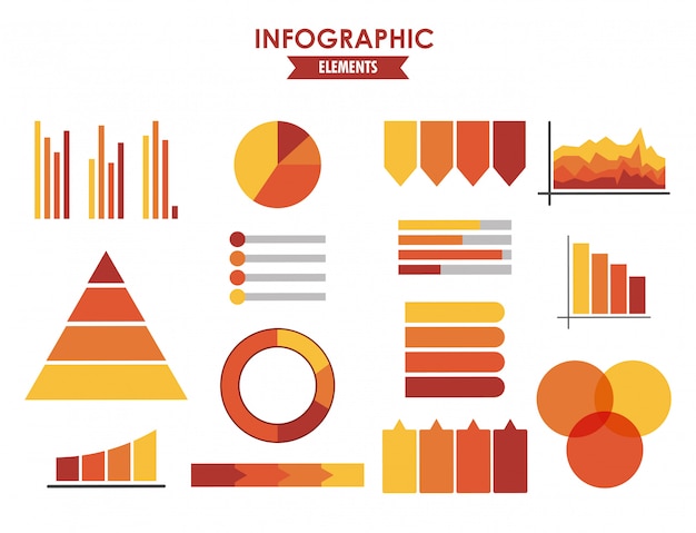 Elementos de estadísticas de infografía