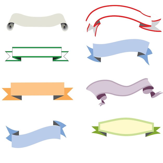 elementos de estandarte conjunto de cinta cinta vector forma de bandera cinta de dibujos animados