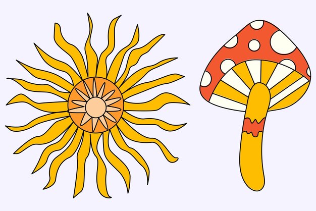Elementos estéticos hippies retro psicodélicos