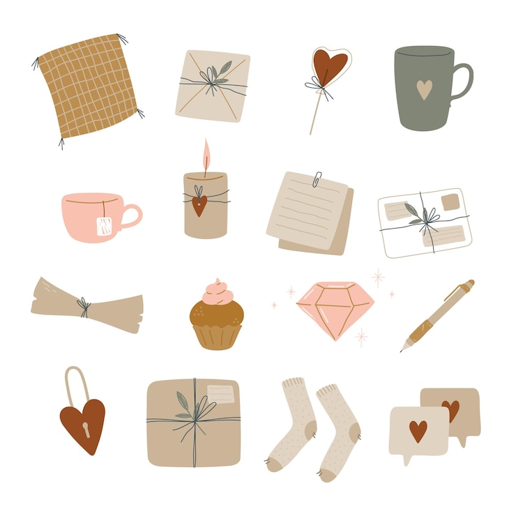 Vector elementos de estilo boho minimalista lindo moderno dibujado a mano