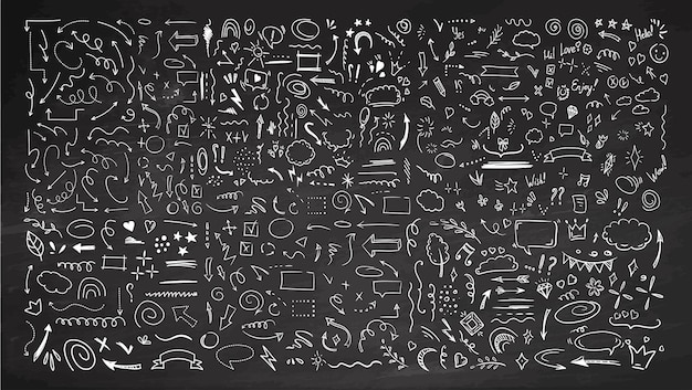 Elementos de estilo de línea de boceto simple Doodle elementos de línea de pluma de tinta bonitos aislados