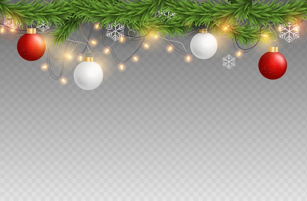 Elementos de feliz navidad y feliz año nuevo en fondo transparente