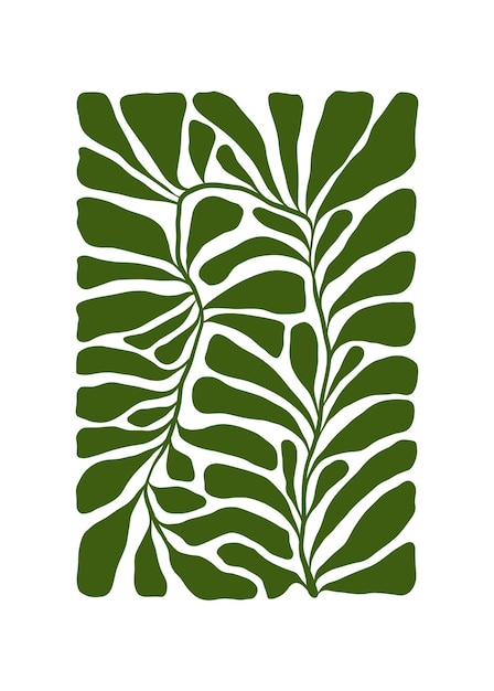Elementos florales abstractos Composición botánica Estilo minimalista moderno y de moda de Matisse Cartel floral