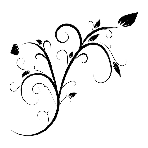 Elementos florales flor vector de diseño gráfico de stock en blanco y negro en la ilustración